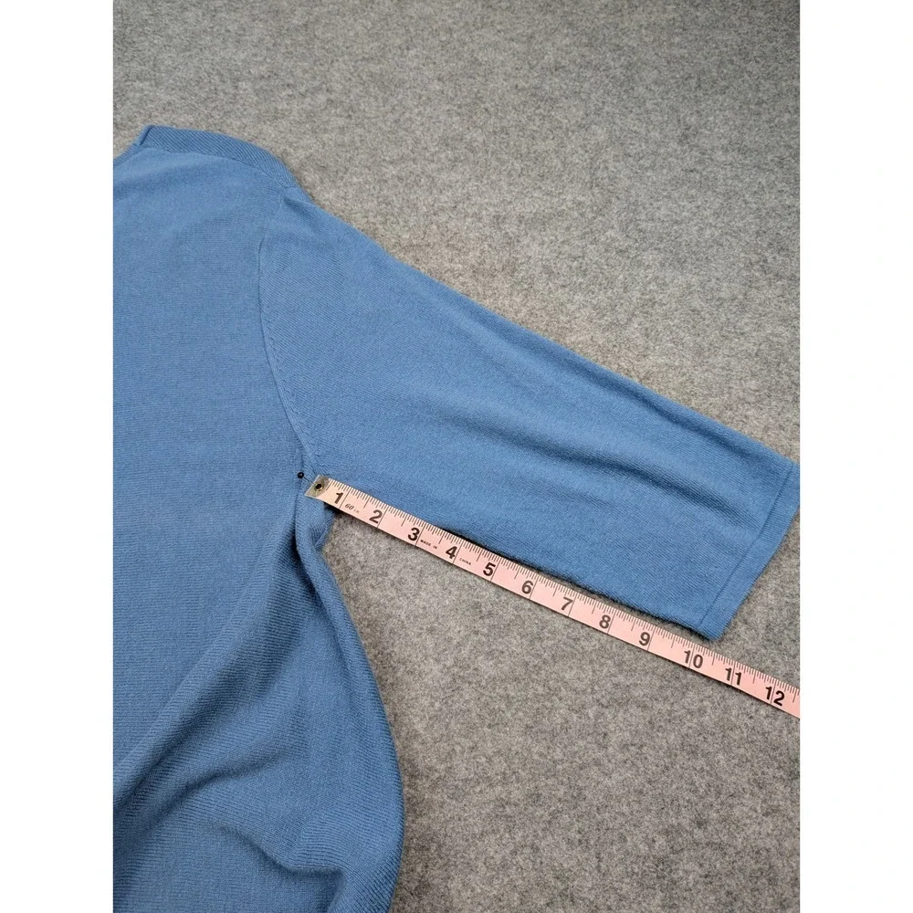 Pure Jill, J. Jill Blue V-Neck Sharkbite‎ Hem Tunic Sweater 3/4 Sleeve Large